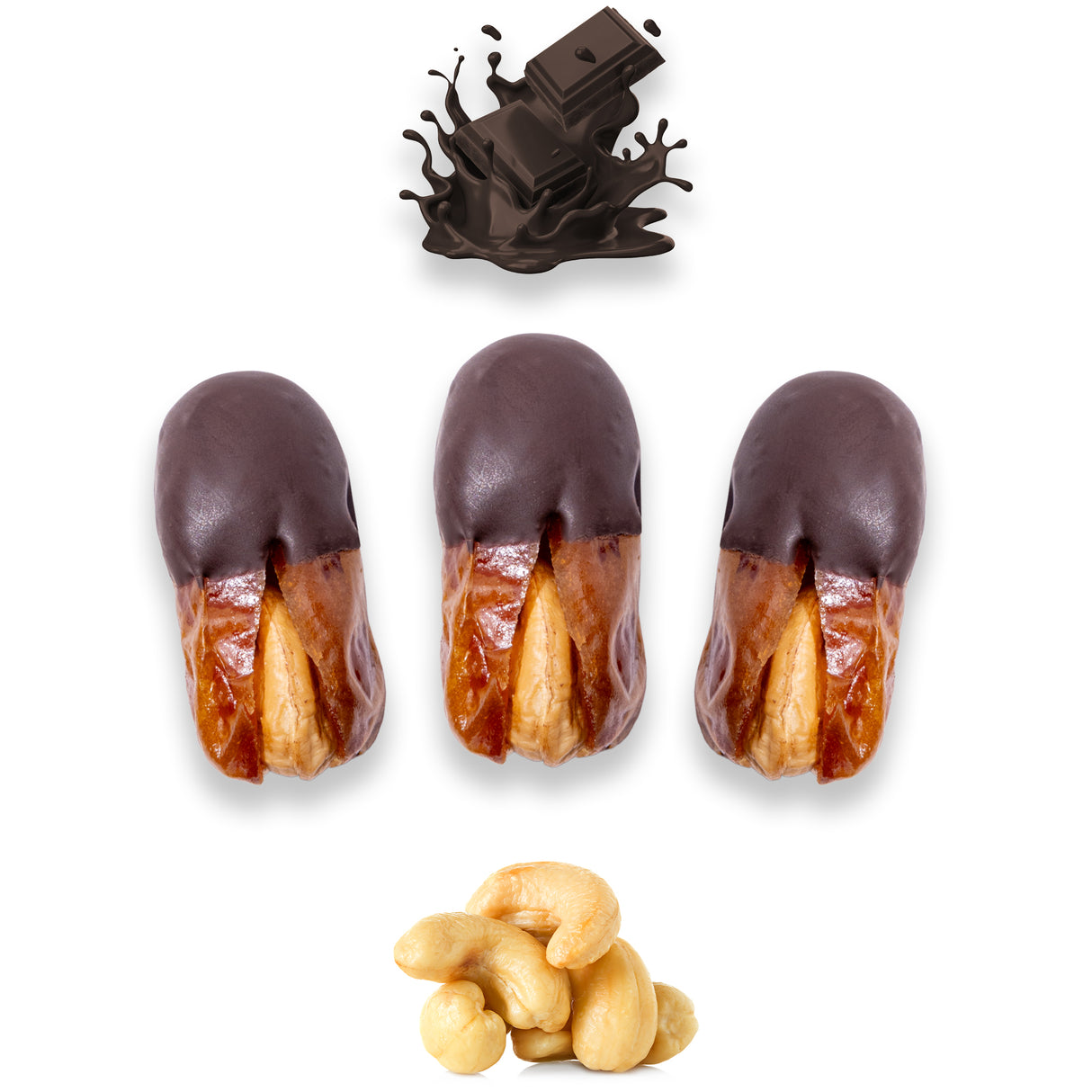 Luxury Sagi Dates Stuffed with Nuts & Half-Dipped in Dark Chocolate