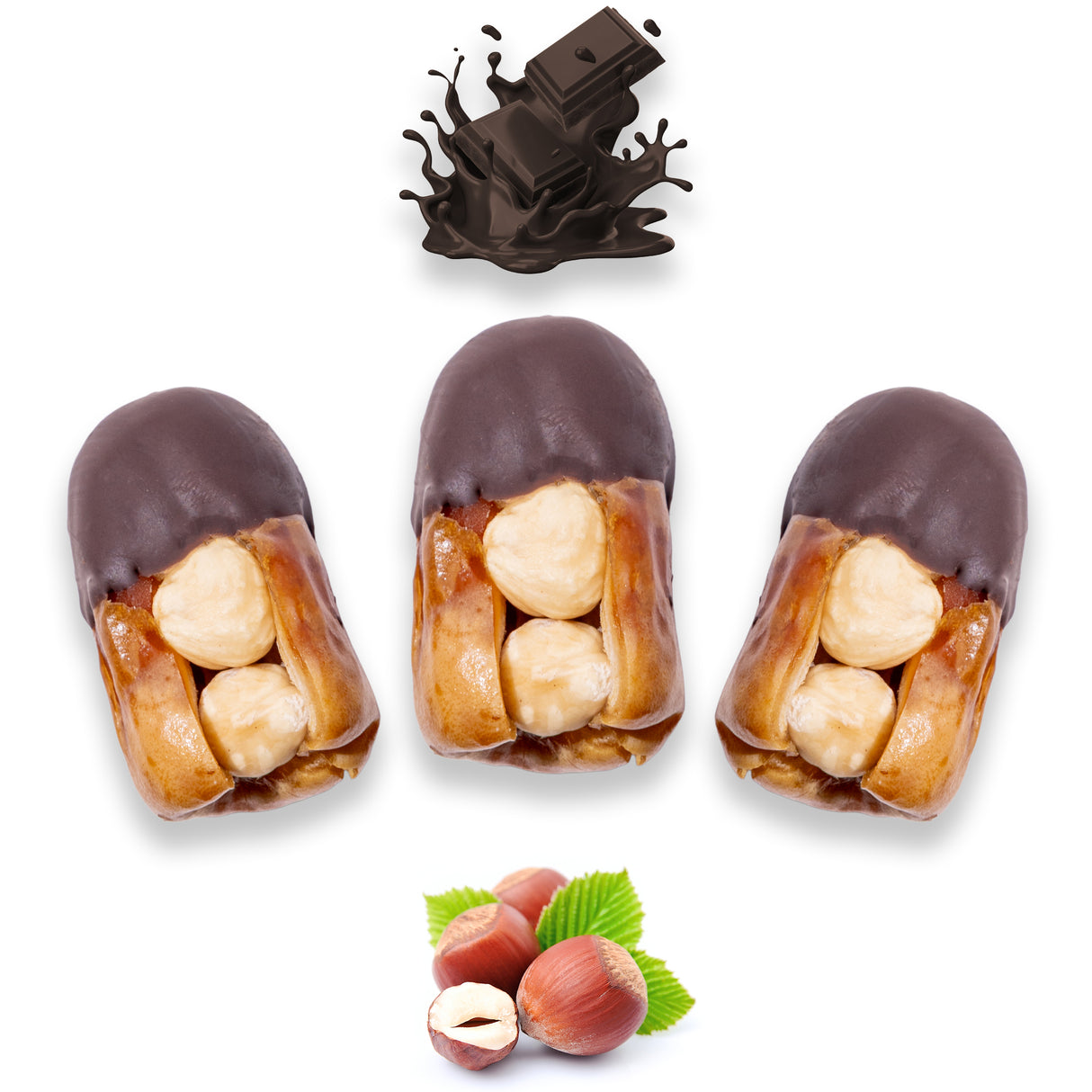Luxury Sagi Dates Stuffed with Nuts & Half-Dipped in Dark Chocolate