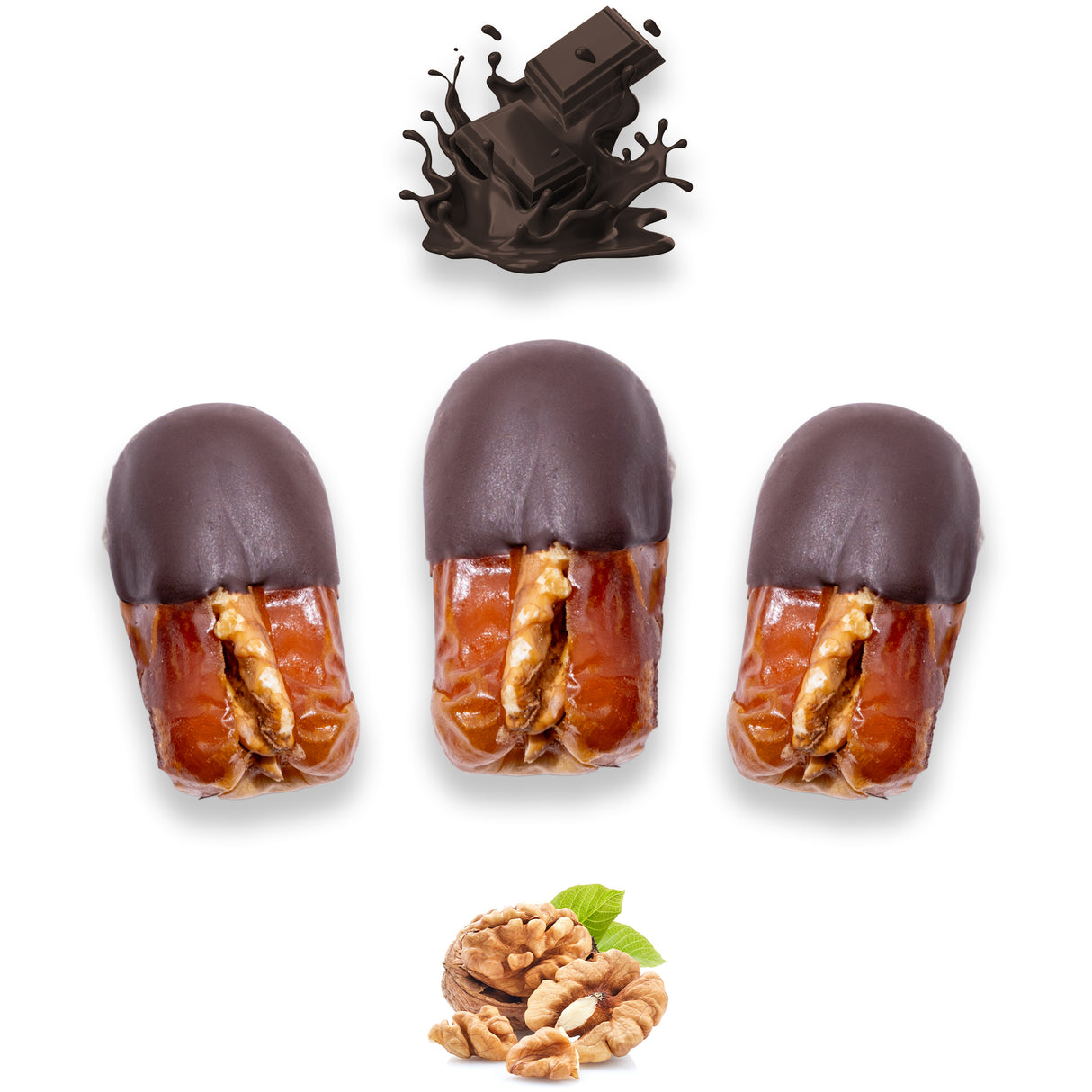 Luxury Sagi Dates Stuffed with Nuts & Half-Dipped in Dark Chocolate