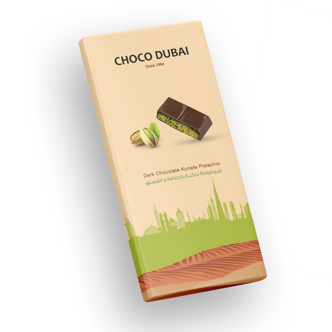 Dubai Chocolate Kunafa Pistachio Offer - 2 Dark & 1 Caramel (3 Pieces, 300g)