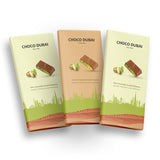 Dubai Chocolate Kunafa Pistachio Offer - 2 Milk & 1 Caramel (3 Pieces, 300g)