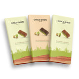 Dubai Chocolate Kunafa Pistachio Offer - 2 Milk & 1 Dark  (3 Pieces, 300g)