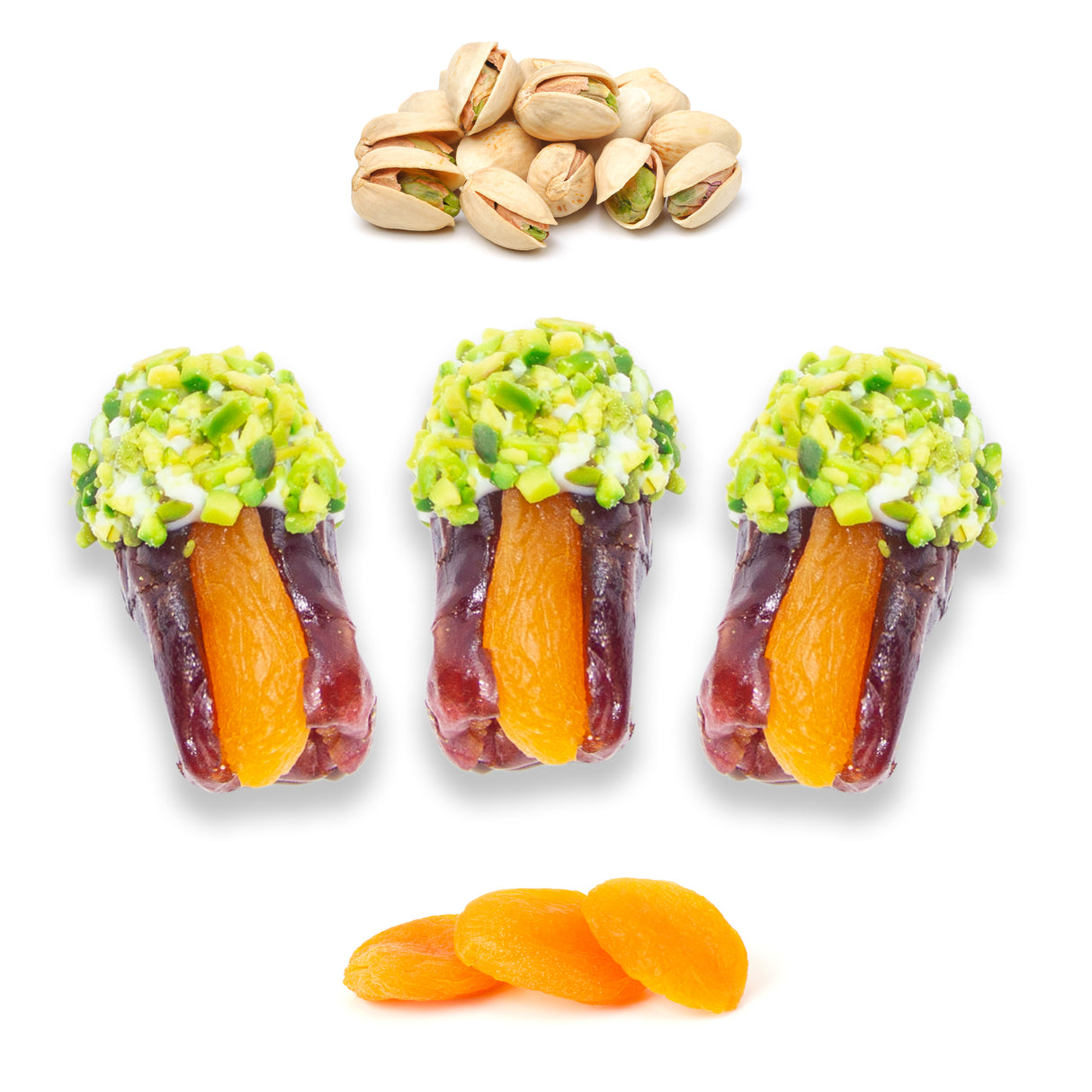 Luxury Khedri Dates Stuffed with Nuts & Half-Dipped in Pistachio Chocolate