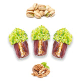 Luxury Khedri Dates Stuffed with Nuts & Half-Dipped in Pistachio Chocolate