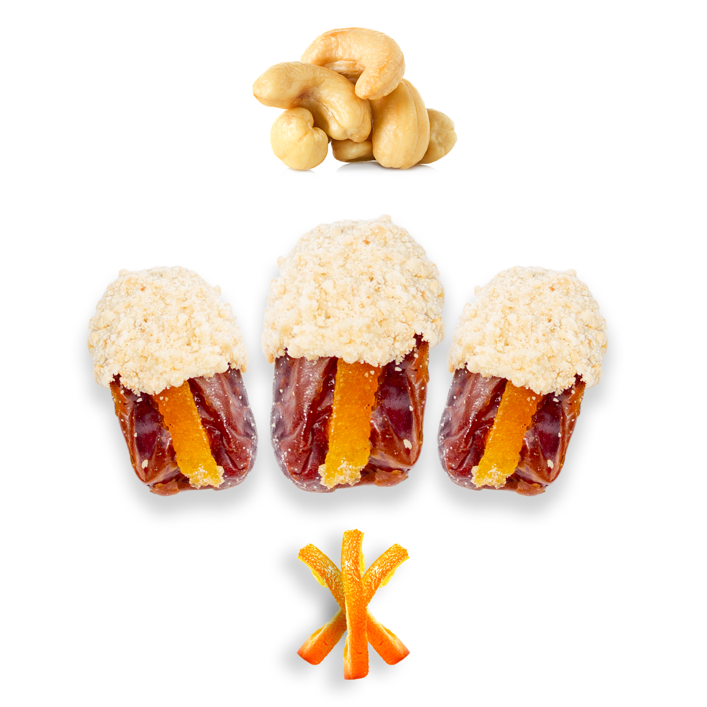 Luxury Khedri Dates Stuffed with Nuts & Half-Dipped in Cashew Chocolate