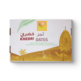 Fresh Khedri dates in a 3kg box from Kingdom Dates UAE, showcasing plump, sweet dates with smooth, glossy skin.