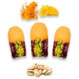 Luxury Khedri Dates Stuffed with Nuts & Half-Dipped in Mango Chocolate