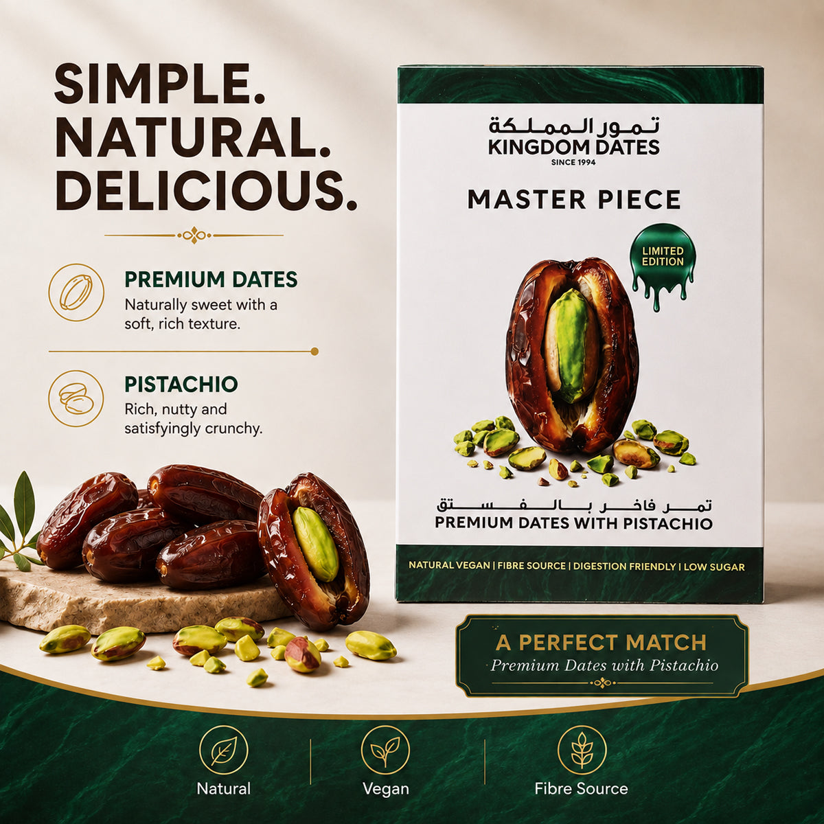 Premium Dates with Pistachio – Master Pieces Trio Offer | 3 × 220g