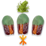 Luxury Khedri Dates Stuffed with Nuts & Half-Dipped in Matcha Chocolate