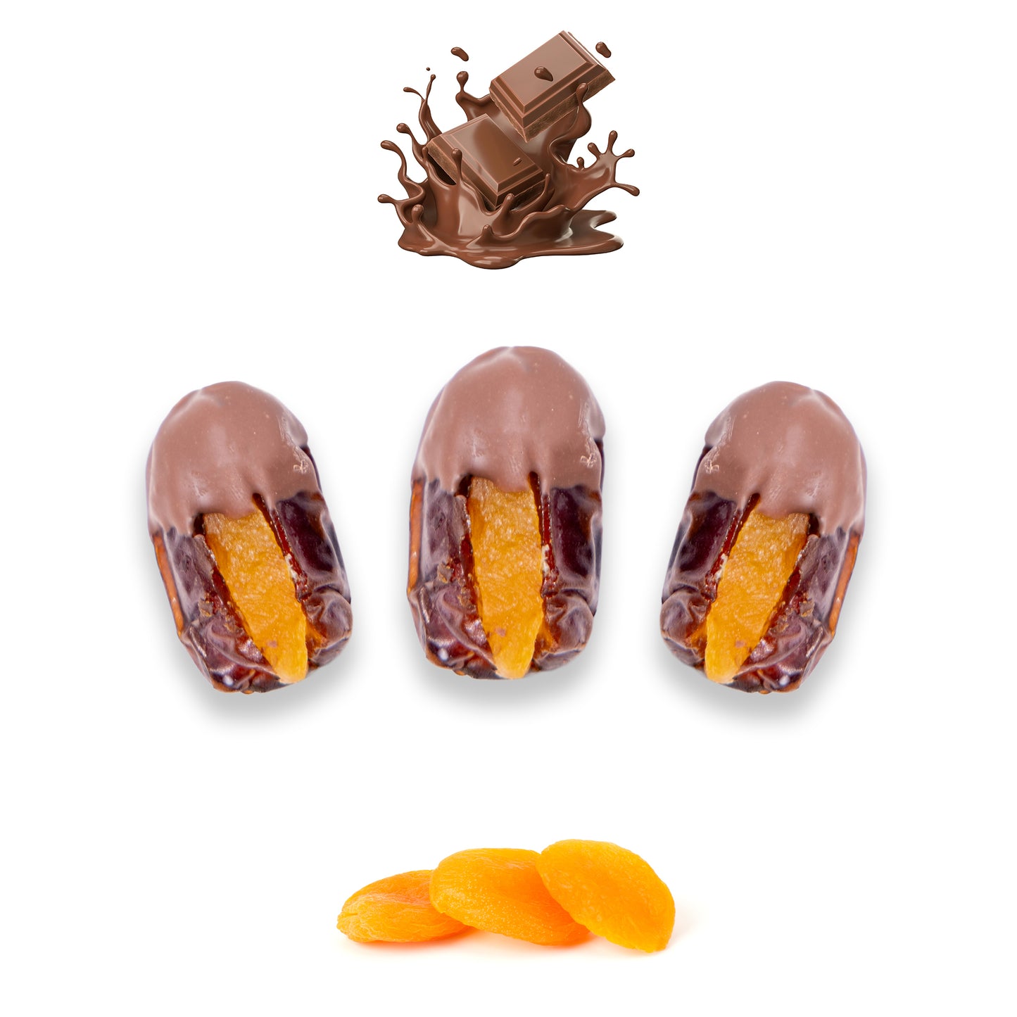 Luxury Khedri Dates Stuffed with Nuts & Half-Dipped in Milk Chocolate