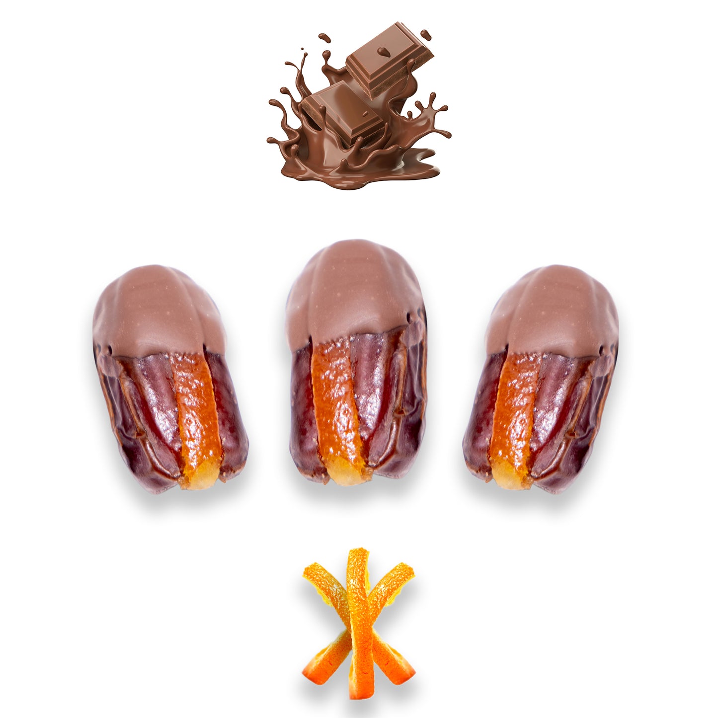 Luxury Khedri Dates Stuffed with Nuts & Half-Dipped in Milk Chocolate
