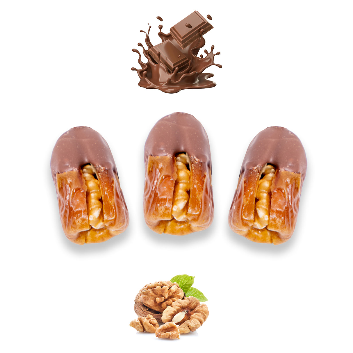 Luxury Sagi Dates Stuffed with Nuts & Half-Dipped in Milk Chocolate