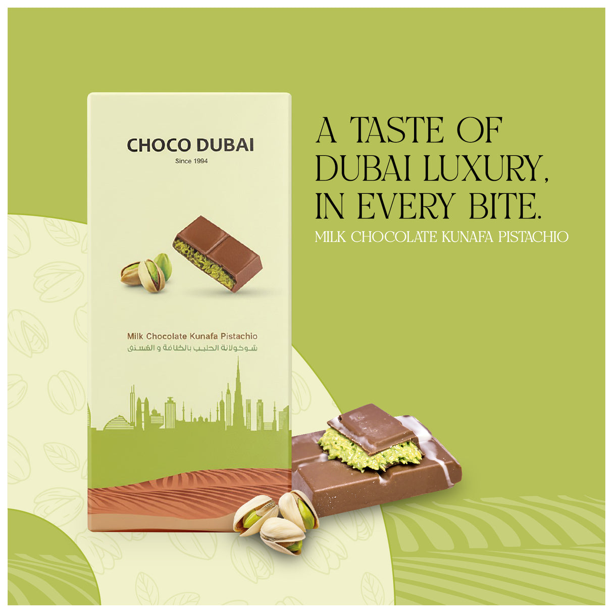 Milk Chocolate Kunafa Pistachio 100GM