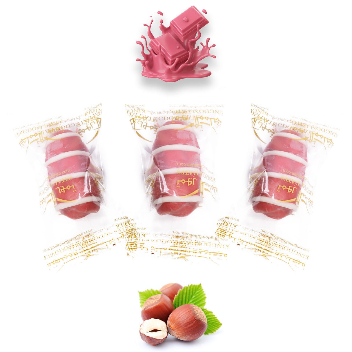 Ruby Chocolate Dates Stuffed With Nuts (Wrapped)