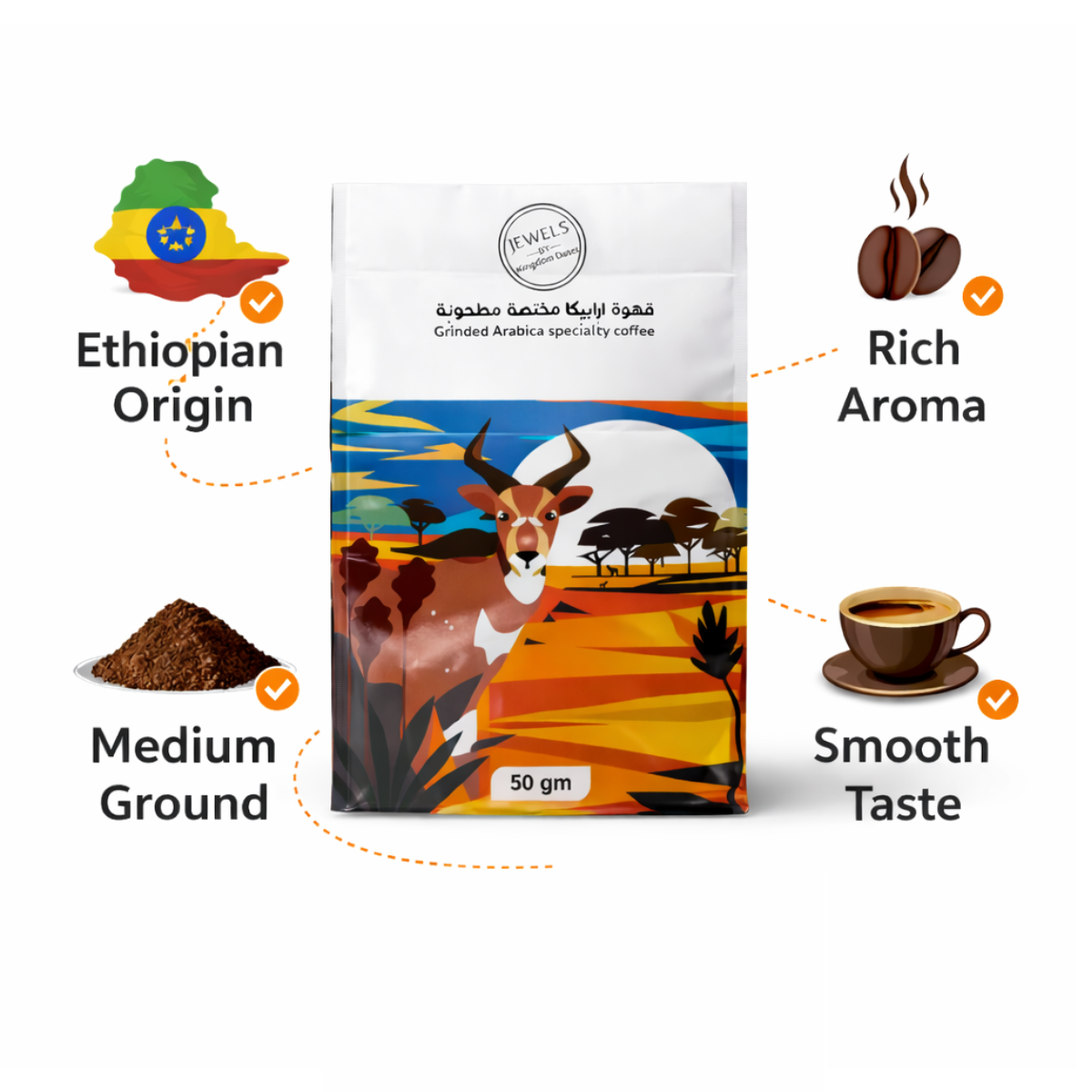 Dark Espresso Specialty Coffee – Ethiopia Origin, Medium Grind (50g)