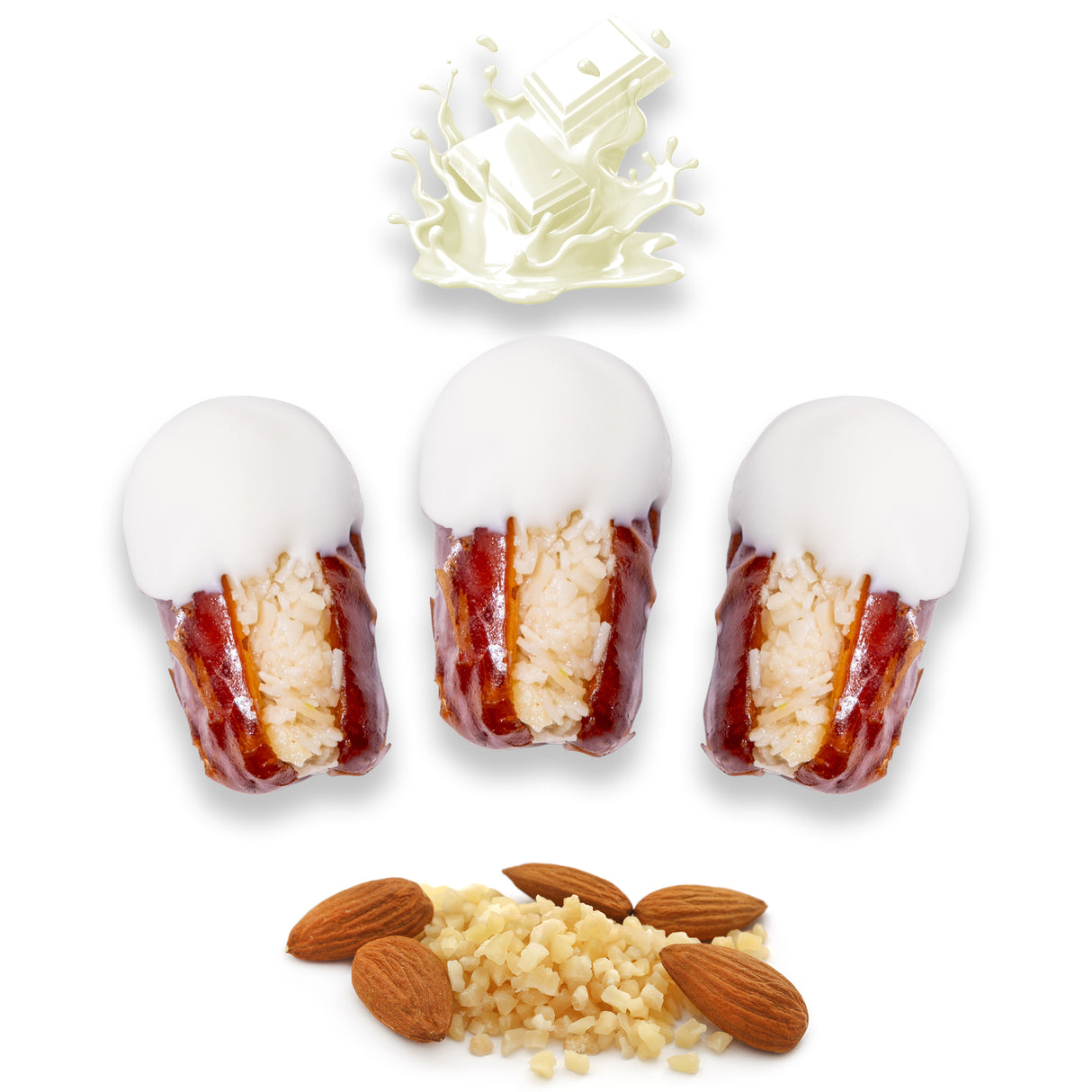 Luxury Khedri Dates Stuffed with Nuts & Half-Dipped in Vanilla Chocolate