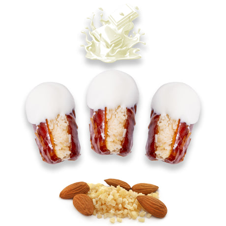 Luxury Khedri Dates Stuffed with Nuts & Half-Dipped in Vanilla Chocolate