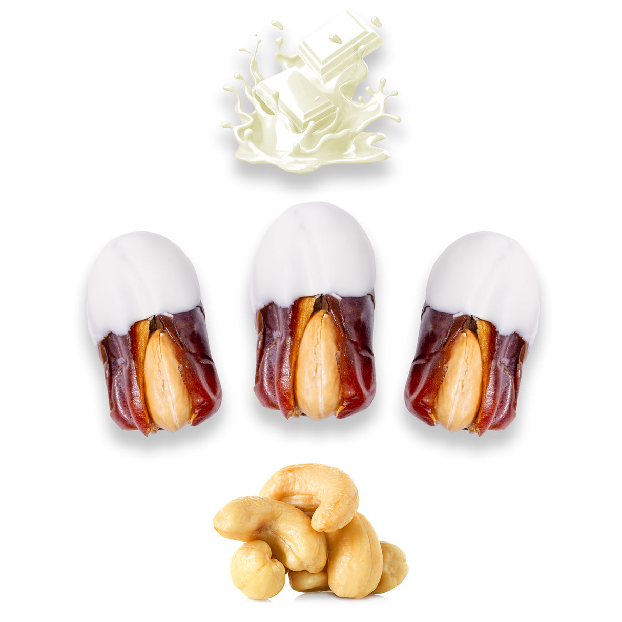 Luxury Khedri Dates Stuffed with Nuts & Half-Dipped in Vanilla Chocolate