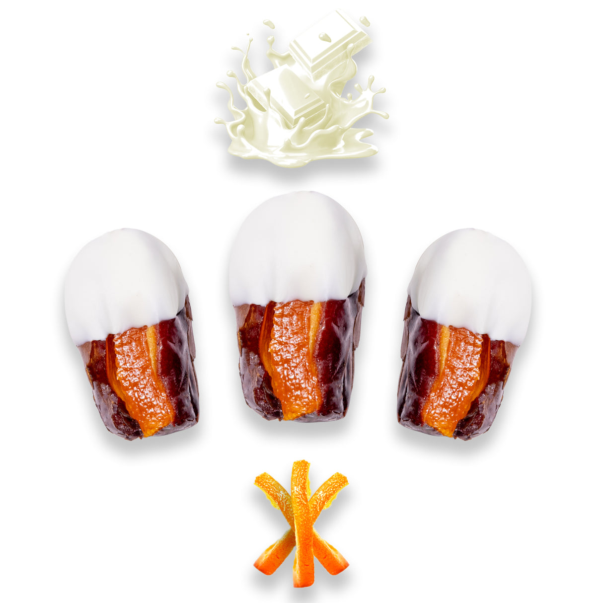 Luxury Khedri Dates Stuffed with Nuts & Half-Dipped in Vanilla Chocolate