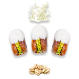 Luxury Sagi Dates Stuffed with Nuts & Half-Dipped in Vanilla Chocolate