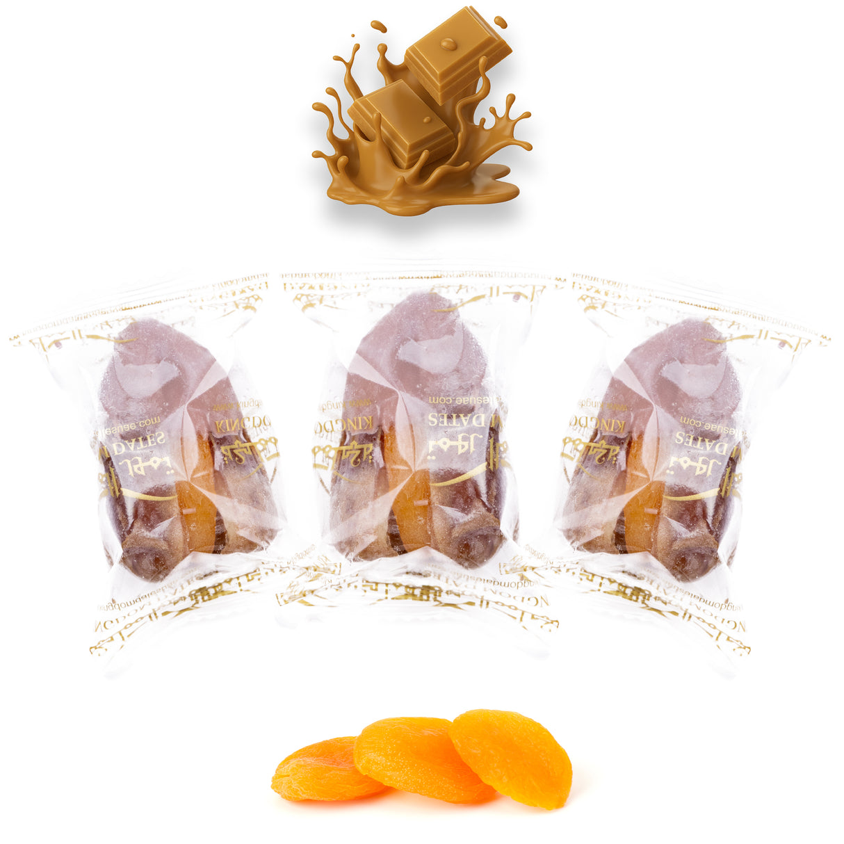 Luxury Sagi Dates Stuffed with Nuts & Half-Dipped in Caramel Chocolate (Wrapped)