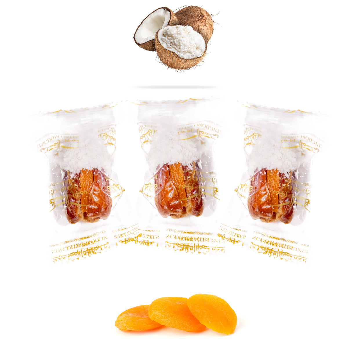 Luxury Sagi Dates Stuffed with Nuts & Half-Dipped in Coconut Chocolate (Wrapped)