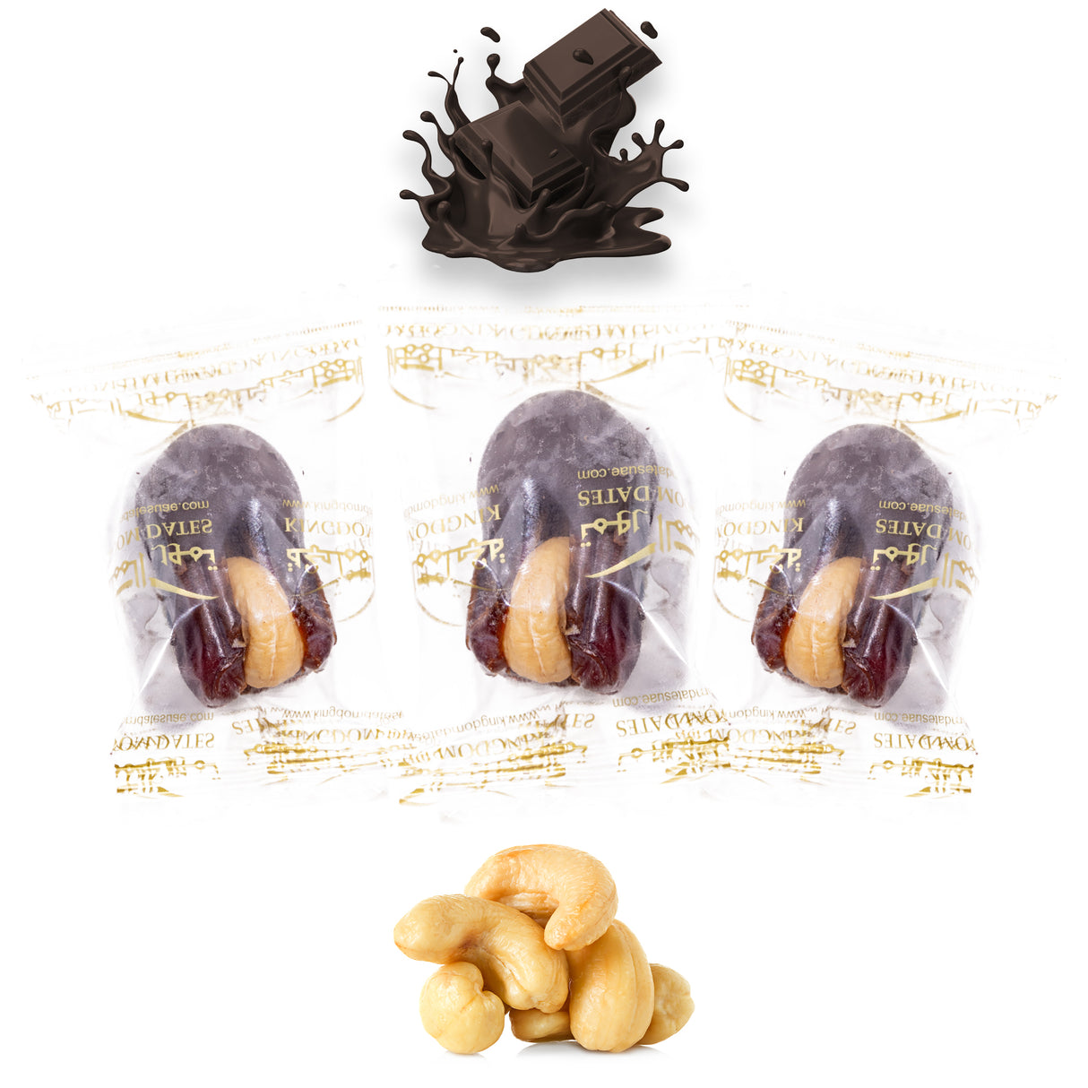 Luxury Khedri Dates Stuffed with Nuts & Half-Dipped in Coffee Chocolate (Wrapped)