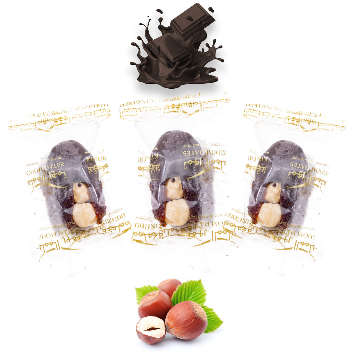 Luxury Khedri Dates Stuffed with Nuts & Half-Dipped in Coffee Chocolate (Wrapped)