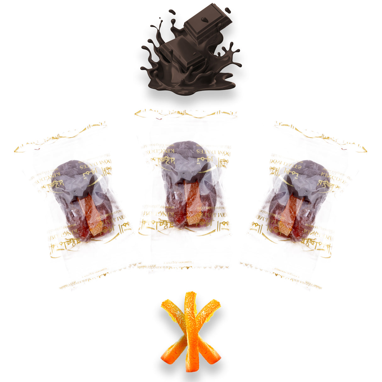 Luxury Khedri Dates Stuffed with Nuts & Half-Dipped in Coffee Chocolate (Wrapped)