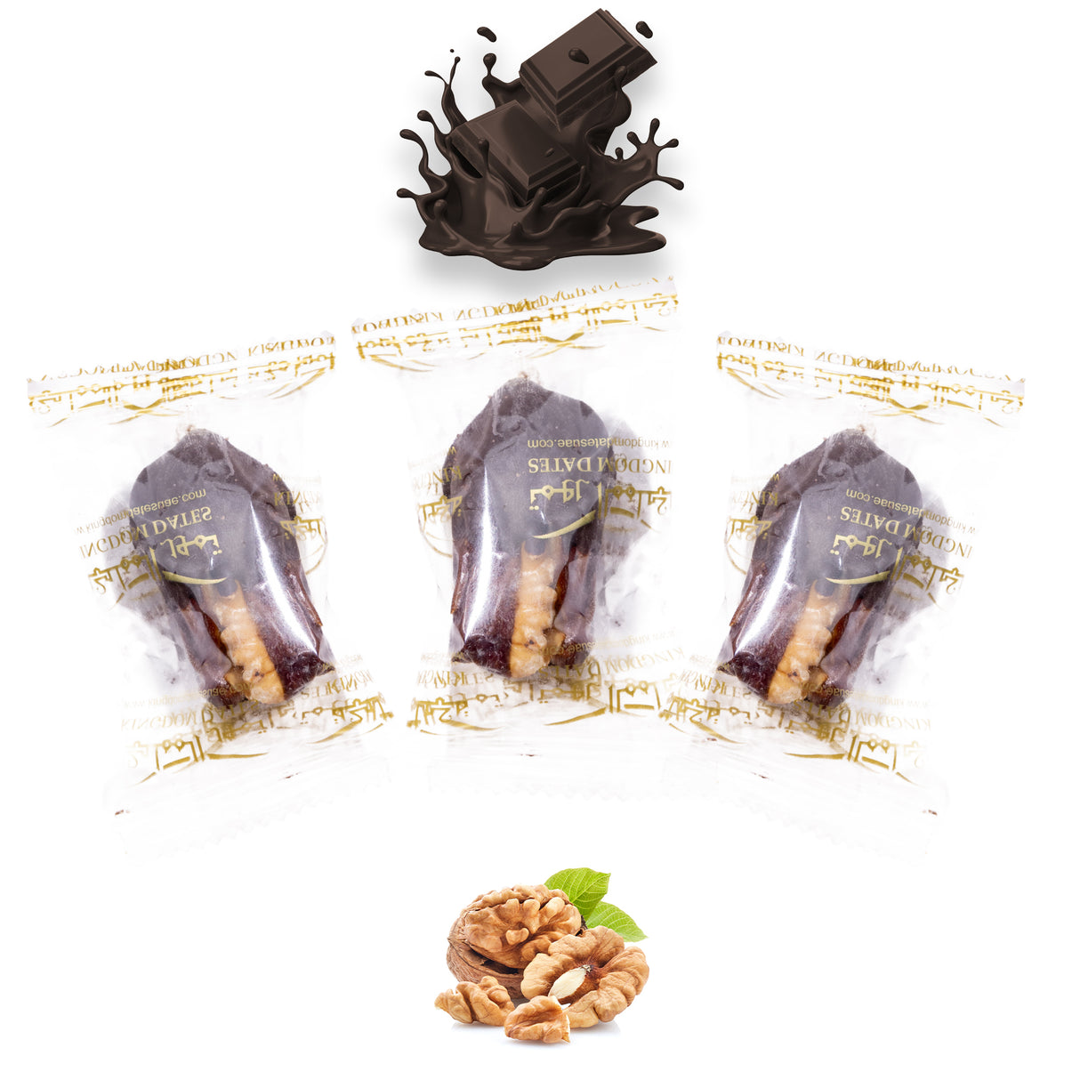Luxury Khedri Dates Stuffed with Nuts & Half-Dipped in Coffee Chocolate (Wrapped)