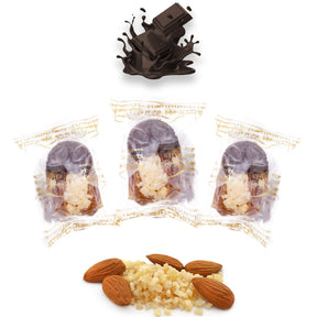 Wrapped dark chocolate dates stuffed with almonds, pistachios, and dried fruits from Kingdom Dates UAE.