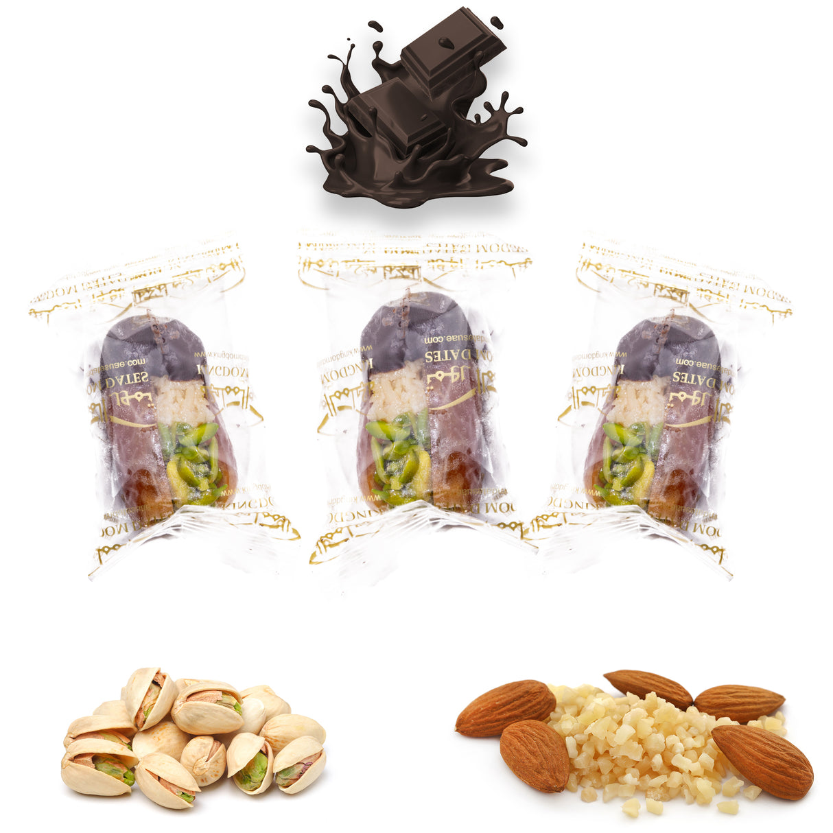 Luxury Sagi Dates Stuffed with Nuts & Half-Dipped in Coffee Chocolate (Wrapped)