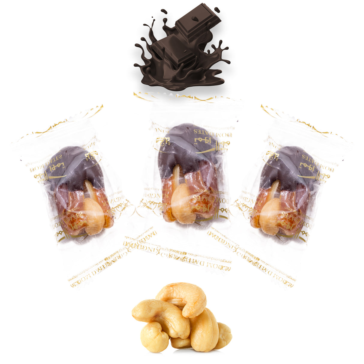 Luxury Sagi Dates Stuffed with Nuts & Half-Dipped in Coffee Chocolate (Wrapped)