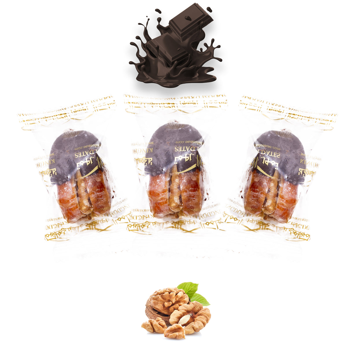 Luxury Sagi Dates Stuffed with Nuts & Half-Dipped in Dark Chocolate (Wrapped)