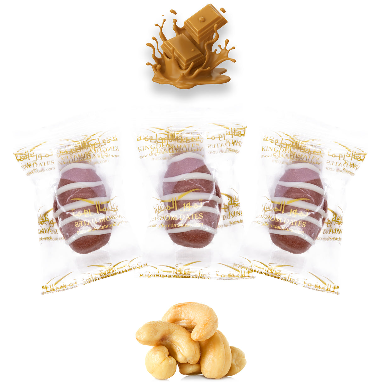 Caramel Chocolate Dates Stuffed with Nuts - Full-Dipped (Wrapped)