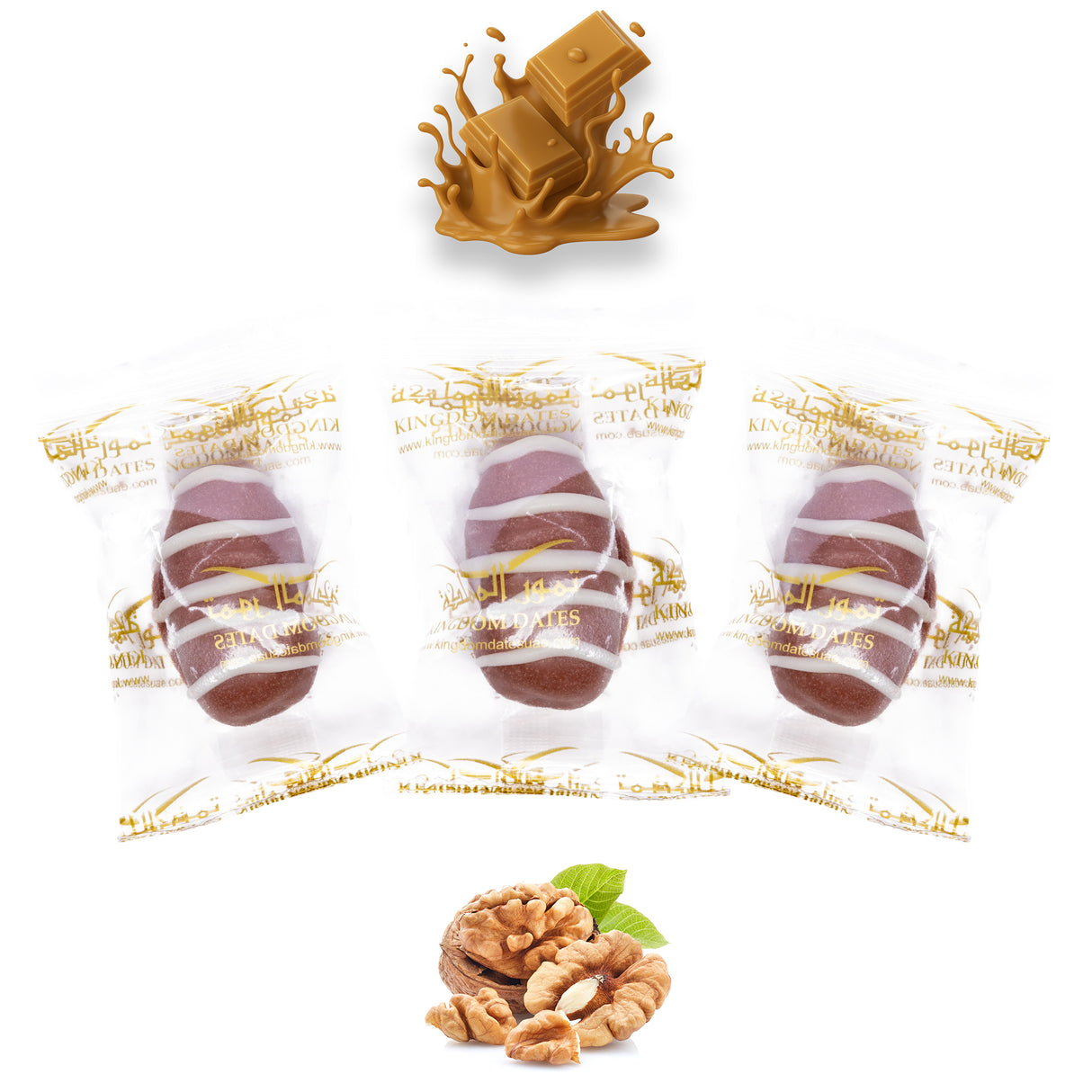 Caramel Chocolate Dates Stuffed with Nuts - Full-Dipped (Wrapped)