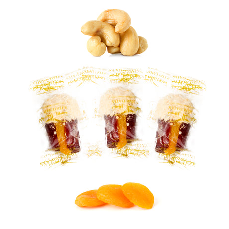 Luxury Khedri Dates Stuffed with Nuts & Half-Dipped in Cashew Chocolate (Wrapped)