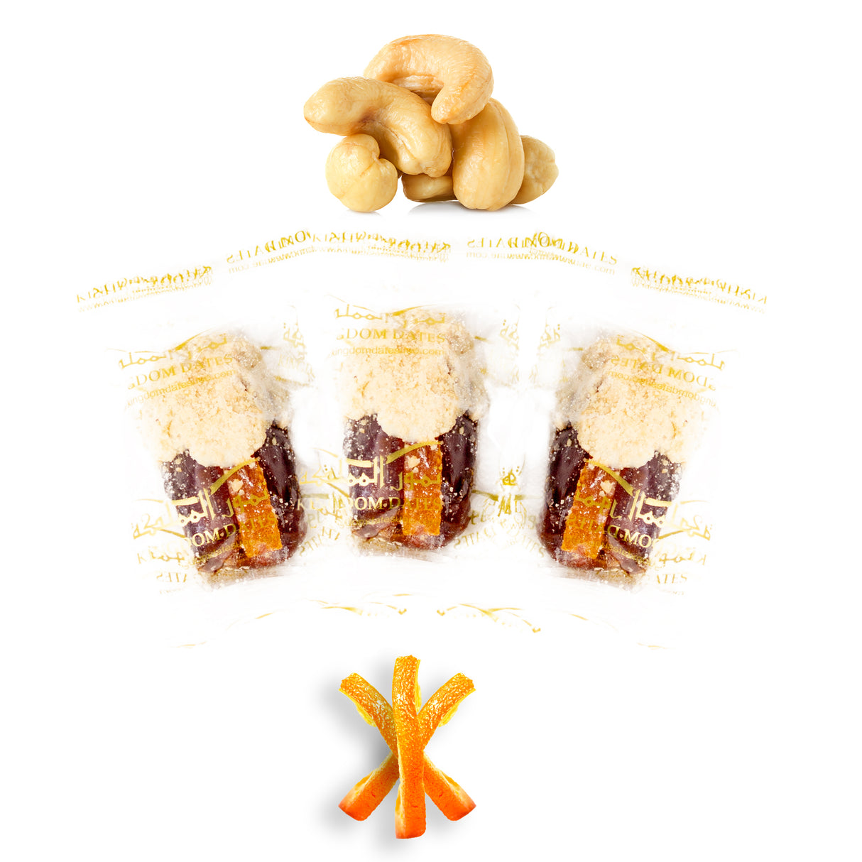 Luxury Khedri Dates Stuffed with Nuts & Half-Dipped in Cashew Chocolate (Wrapped)