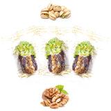 Luxury Khedri Dates Stuffed with Nuts & Half-Dipped in Pistachio Chocolate (Wrapped)