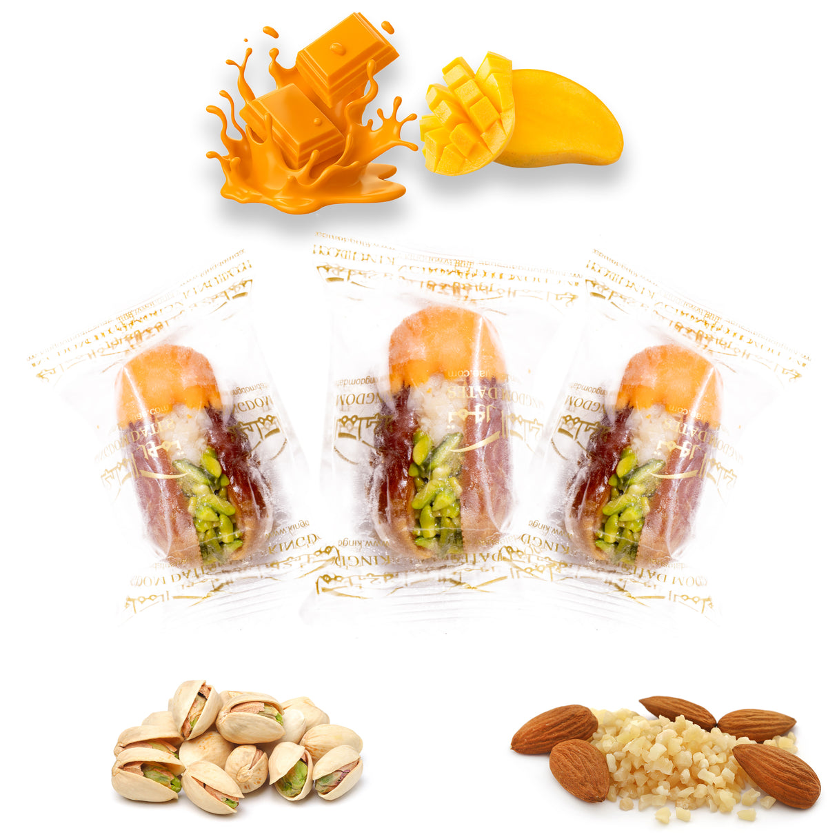 Luxury Sagi Dates Stuffed with Nuts & Half-Dipped in Mango Chocolate (Copy)