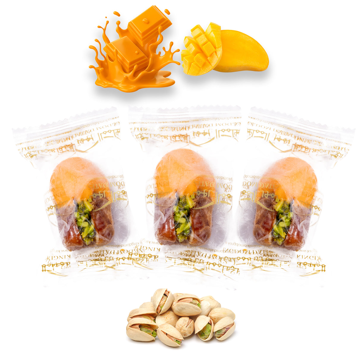 Luxury Sagi Dates Stuffed with Nuts & Half-Dipped in Mango Chocolate (Copy)