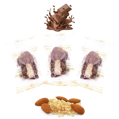 Luxury Khedri Dates Stuffed with Nuts & Half-Dipped in Milk Chocolate (Wrapped)
