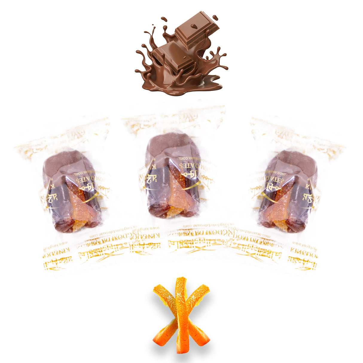 Luxury Khedri Dates Stuffed with Nuts & Half-Dipped in Milk Chocolate (Wrapped)