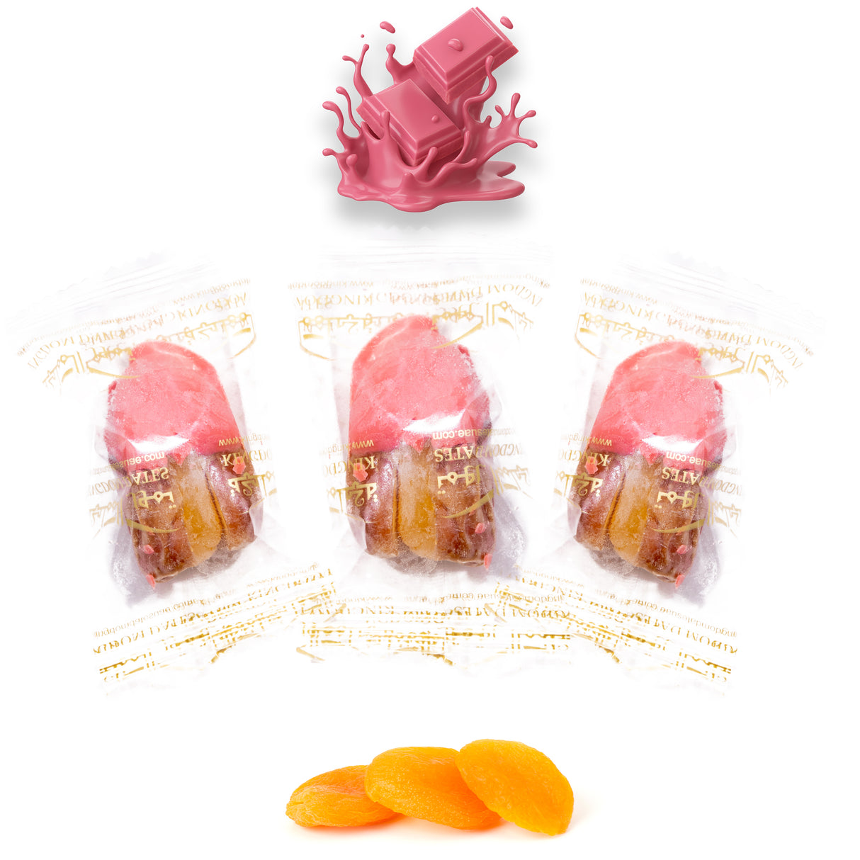 Luxury Sagi Dates Stuffed with Nuts & Half-Dipped in Ruby Chocolate (Wrapped)