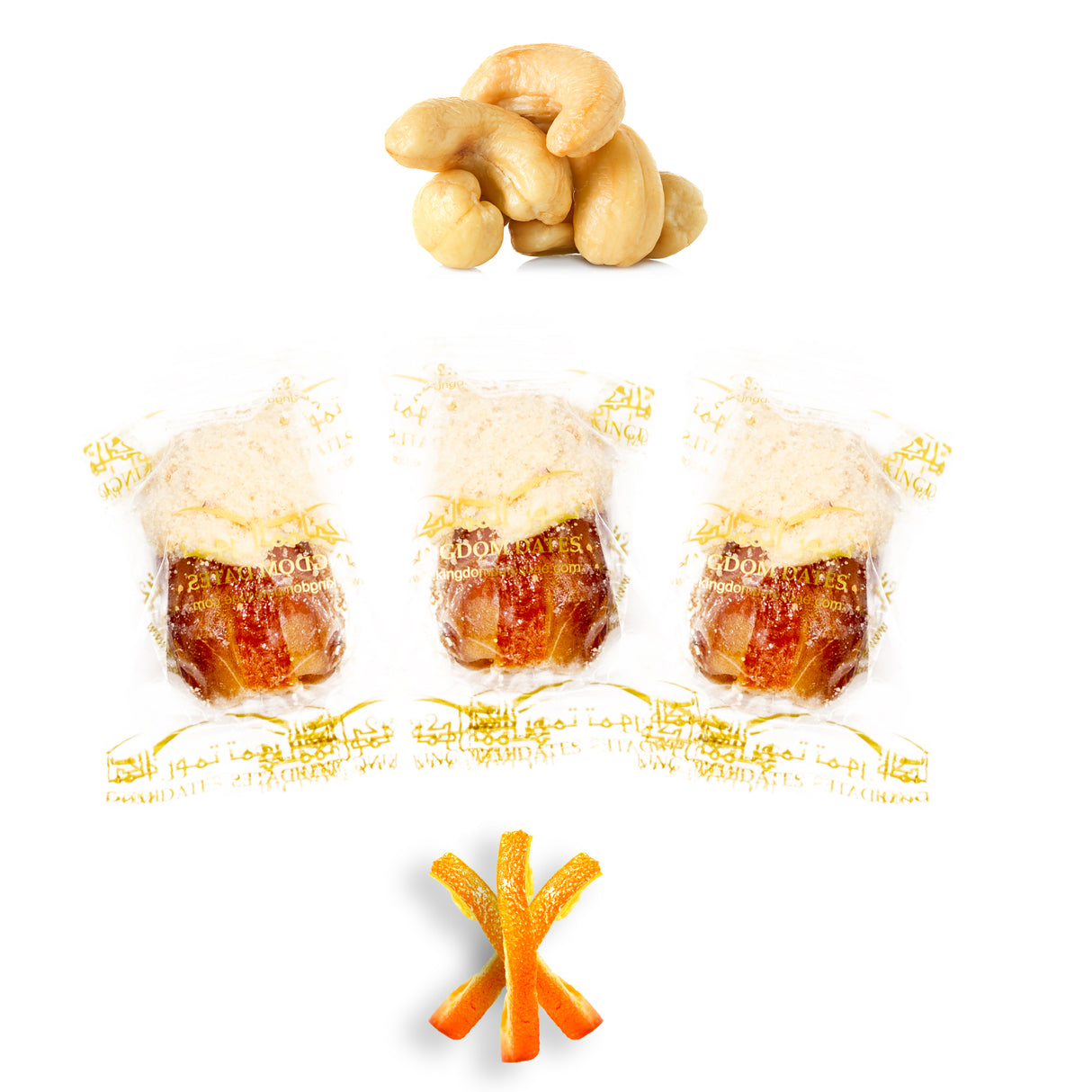 Luxury Sagi Dates Stuffed with Nuts & Half-Dipped in Cashew Chocolate (Wrapped)