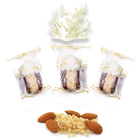 Luxury Khedri Dates Stuffed with Nuts & Half-Dipped in Vanilla Chocolate (Wrapped)
