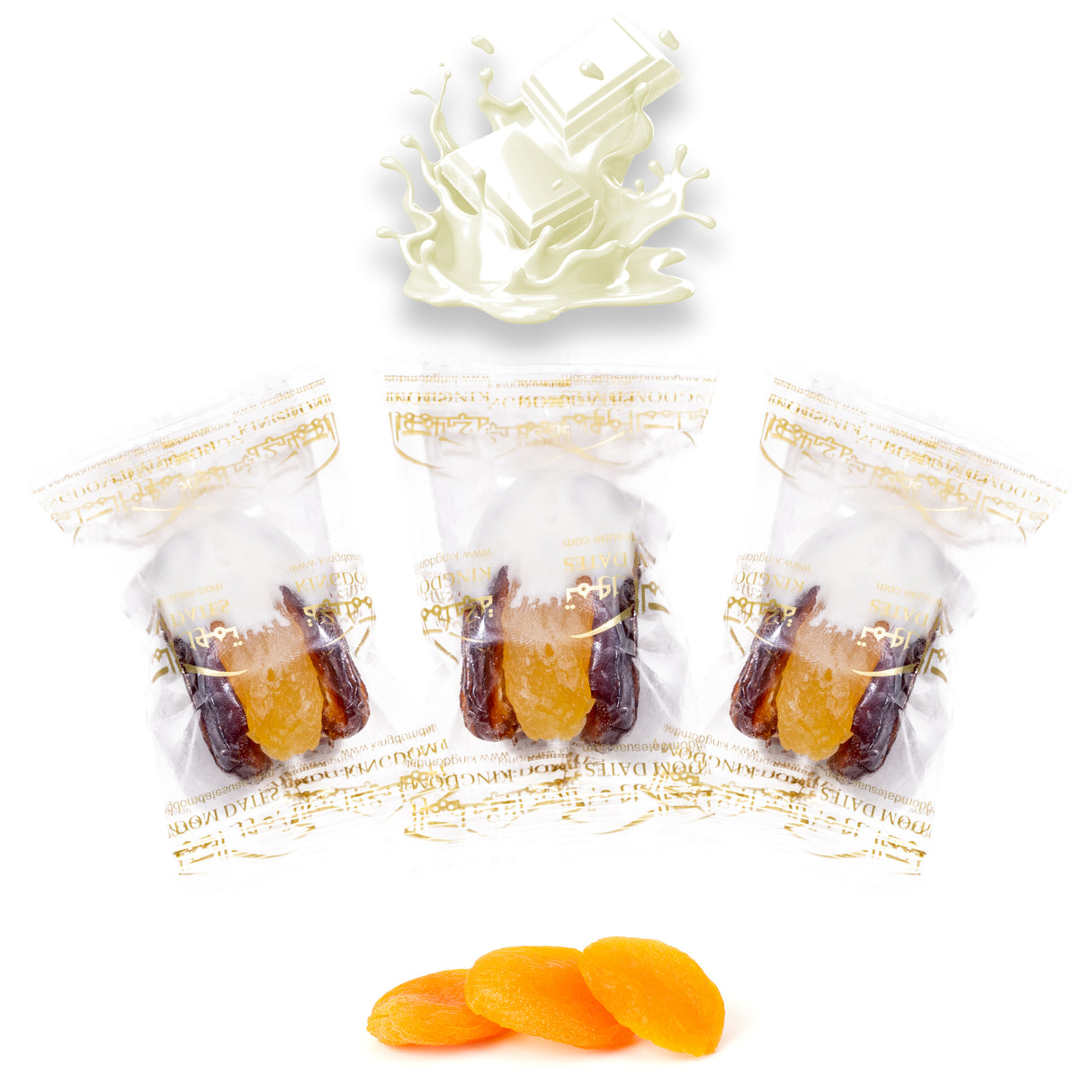 Luxury Khedri Dates Stuffed with Nuts & Half-Dipped in Vanilla Chocolate (Wrapped)