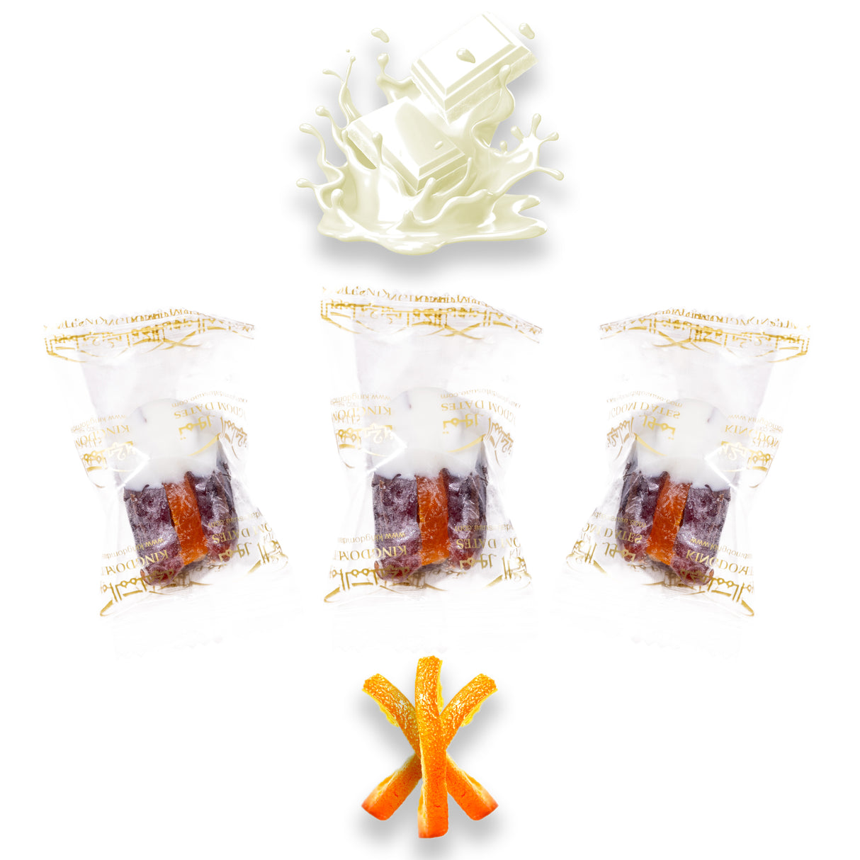 Luxury Khedri Dates Stuffed with Nuts & Half-Dipped in Vanilla Chocolate (Wrapped)