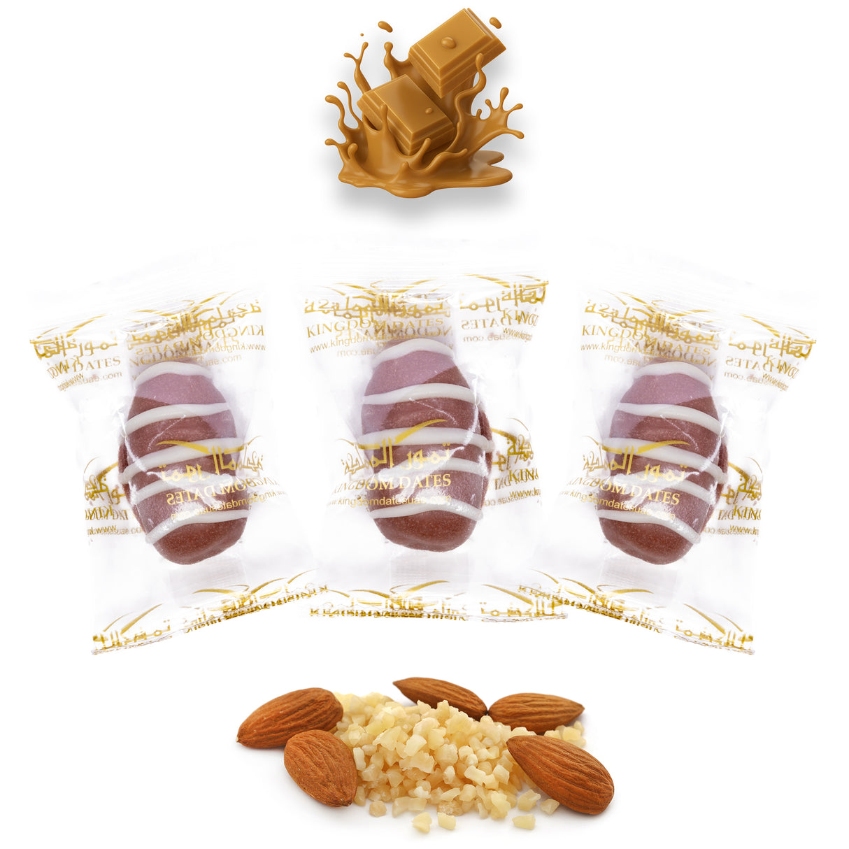 Caramel Chocolate Dates Stuffed with Nuts - Full-Dipped (Wrapped)