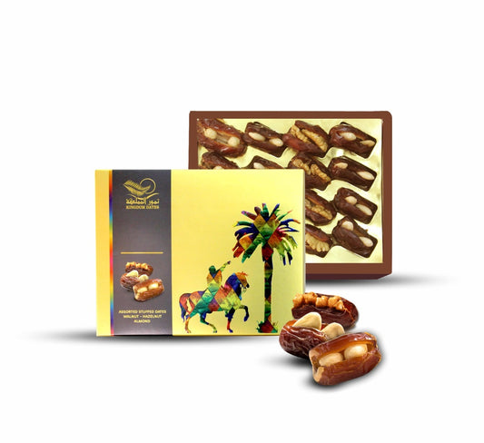 Assorted Stuffed Dates Walnut Hazelnut - Almond 300g - kingdom Dates UAE